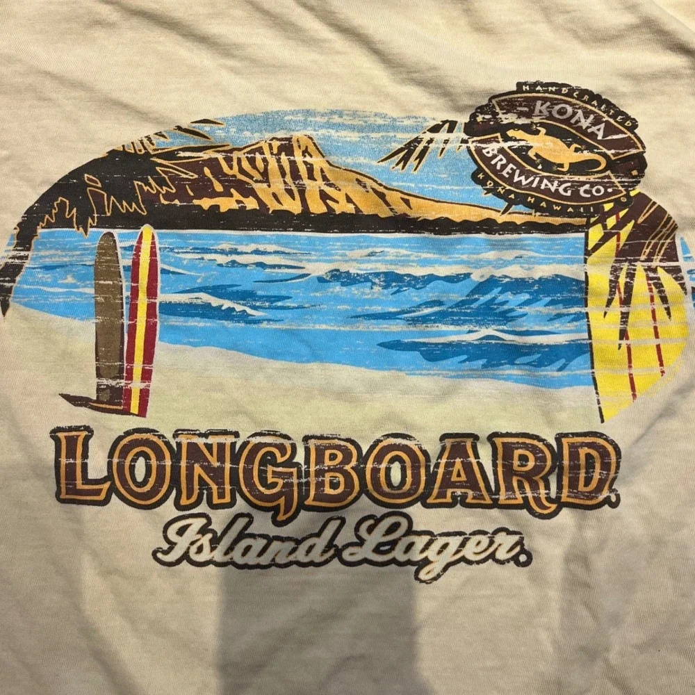 Crazy Shirts Mens Kona Brewing Co Longboard Lager Beer Dyed Tee Tan XL